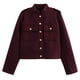 thumbnail image 1 of Chaqueta Corta de Moda para Mujer, Camisa Abotonada, Chaquetas Ligeras de , Tendencia. Vino Tinto M, 1 of 10