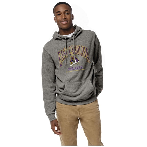 Men's League Collegiate Wear Heather Gray ECU Pirates Heritage Tri-Blend Pullover Hoodie