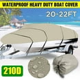 thumbnail image 3 of 210D Trailerable Boat Cover for 20-22ft Boat Beam Width up to 100", Heavy Duty Waterproof Fishing Ski Bass V-Hull Tri-Hull Runabouts Boat Cover Anti UV All Weather Protection, Beige, 3 of 11