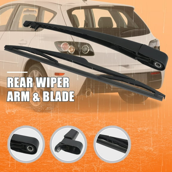 Rear Windshield Back Wiper Arm Blade Set Fits for 2004-2009 Mazda 3 Hatchback