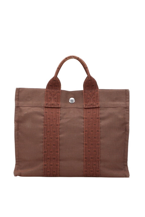 Pre-Owned Herms Air Line Tote PM Handbag, Brown Canvas Bag, Women's, HERMES (Good)