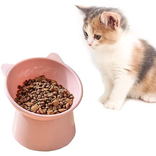 Tazón de gato para perro, cuenco de gato elevado, cuenco antivomitar compatible con gato, cuenco de agua y comida antideslizante, compatible con perro pequeño de gato de cara plana Afortunado Sencillez