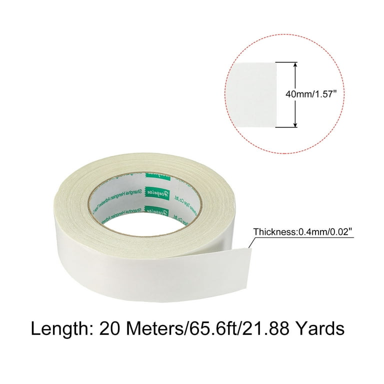 Uxcell 40mmx20m Double-Sided Adhesive Tape Duct Cloth Mesh Fabric, White 1  Roll 