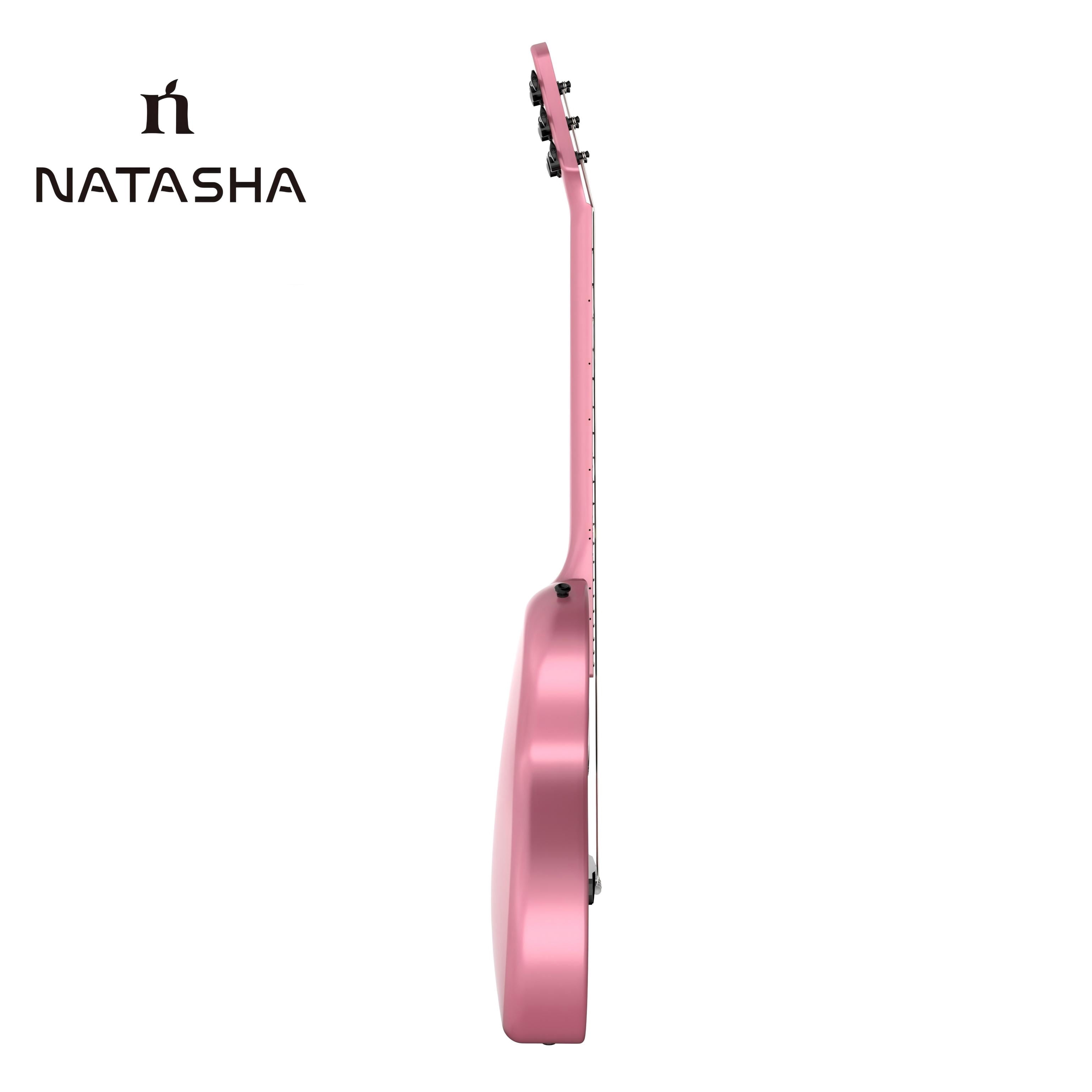Natasha Solar System Asteroid Carbon Fiber 38-inch Folk Guitar（Cherry Blossom Pink）. Premium guitar case and fretboard cleaning cloth.