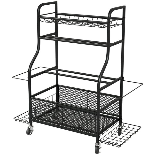 CoSoTower Garage Sports Equipment Organizer, Rolling Home Gym Storage Rack with Wheels, Dumbbell Rack and Ball Storage Holder