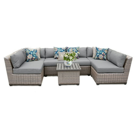 Sears 10 Piece Patio Set TK Classics Florence Wicker 7 Piece Patio Conversation Set with End Table and 2 Sets of Cushion Covers ()