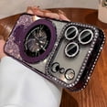 thumbnail image 5 of Magnetic Stand for iPhone 17 Pro Case, [Compatible with Magsafe][Built-in Camera Lens Protector] Luxury Glitter Bling Card Soft TPU Diamond Rhinestone Clear Cover for Women Girl 6.3'', Purple, 5 of 12