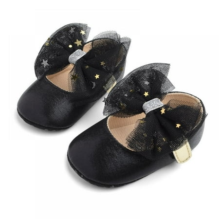 

LOVEBAY Infant Baby Girls Crib Shoes Newborn Shoes for Girl Non Slip for Toddler First Walkers with Bowknot Soft Sole Crib Shoes Sneaker Princess Dress Shoes