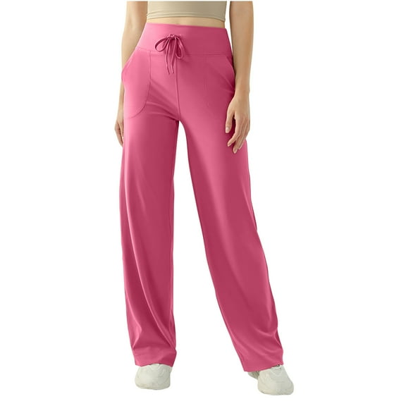 hotojiny Yoga Pants with Pockets for Women Casual Gym Exercise High Waist Trousers Lounge Baggy Wide Leg Workout Pants