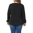 thumbnail image 3 of Agnes Orinda Women's Plus Size Work Office Pleated Dreesy Casual Long Sleeve V Neck Blouses 3X Black, 3 of 5