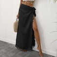 thumbnail image 2 of Boho Maxi Skirts for Women Summer Casual Solid Color Flowy Side Slit Swimwear Cover Up Long Skirt for Beach Vacation, 2 of 8