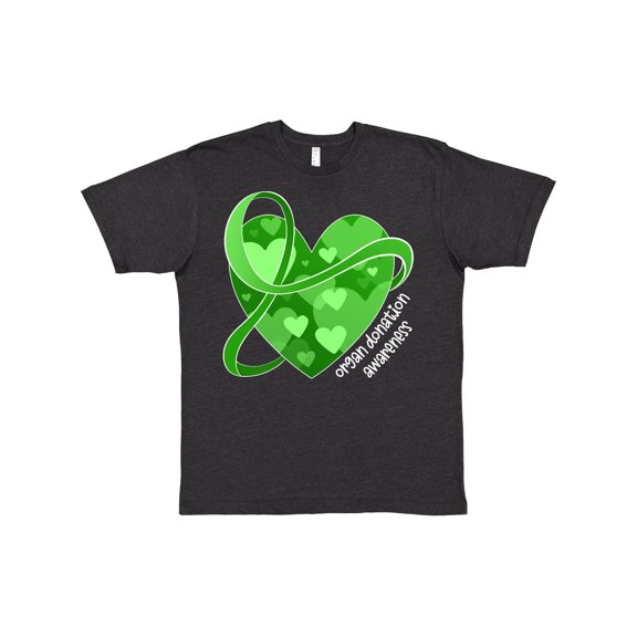 Inktastic Organ Donation Awareness Green Heart and Ribbon T-Shirt
