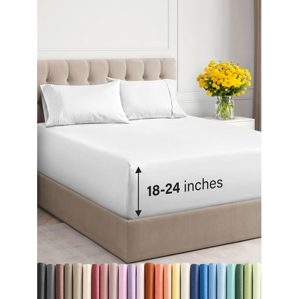 Juego de sábanas CGK Unlimited Extra Deep Pocket Cal King White