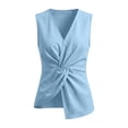 thumbnail image 5 of Women's V-Neck Sleeveless Front Twist Knot Tank Top, Solid Color Slim Fitting Blouse, Casual Summer Camisole, Chic Layering Top for Vacation and Daily Wear, 5 of 5