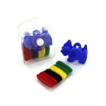 Angle View: Hair accessory kit in plastic pouch, ties and claw