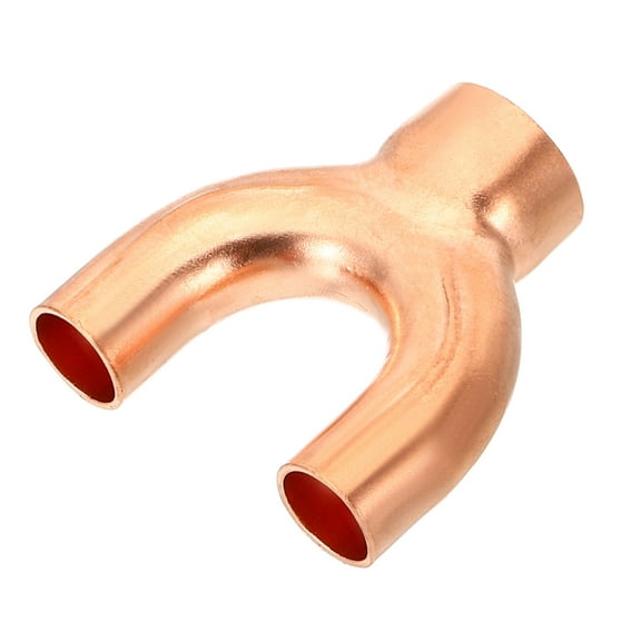 Uxcell 1/2"×5/16"×5/16" ID Copper Fitting, 3 Way Y Type 99.9% Pure Copper Pipe Fitting Welding Connection for HVAC