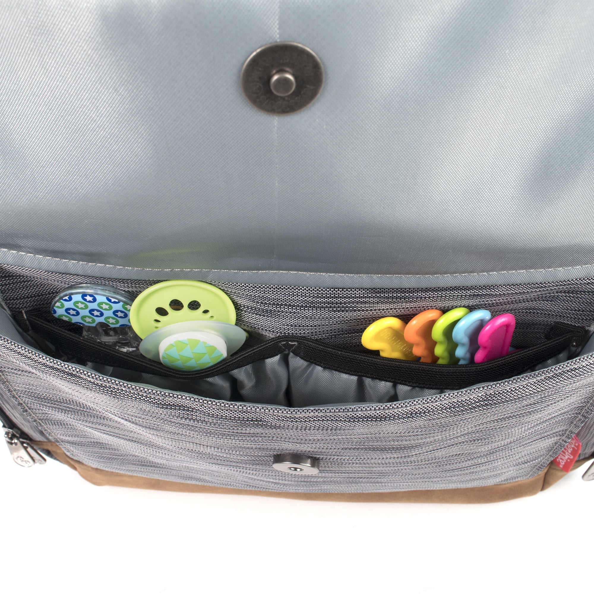 Fisher-Price Cairn Adjustable Backpack Diaper Bag with Insulated Bottle Pocket, Heather Gray