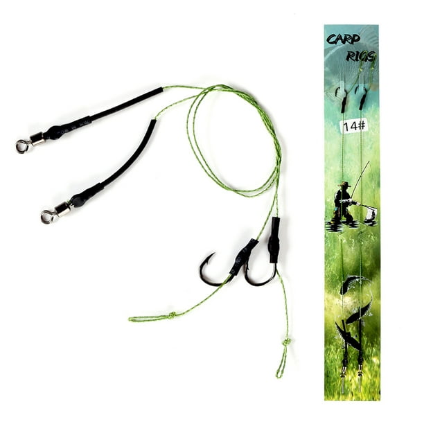 CACAGOO 10pcs Carp Fishing Hair Rigs Braided Thread Barbed Hook Rolling  Swivel Carp Rigs Fishing Tackle Accessories 