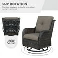 thumbnail image 5 of PARKWELL 5-Piece Outdoor Conversation Sets,Wicker Swivel Gliders with Ottomans,Side Table,Patio Seating Furniture with Gray Cushions,Brown Wicker, 5 of 9