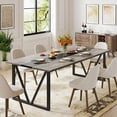 thumbnail image 3 of Tribesigns Dining Table for 6-8 People, 70.8 inch Industrial Large Kitchen Table with Heavy Duty Metal Frame, Rectangle Wood Dining Room Table for Kitchen, Living Room, Grey, 3 of 7