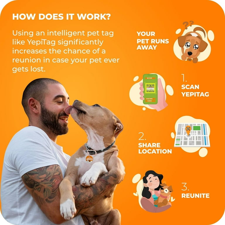 YepiPet Smart Pet ID Tag for Dogs and Cats Free Pet Care
