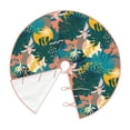 thumbnail image 3 of Halloween Christmas Tree Skirt - Hawaiian Style Blue Yellow 30 Inches Christmas Tree Skirt for Halloween Holiday Indoor Home Christmas Tree Decorations with Three Ribbons, 3 of 7