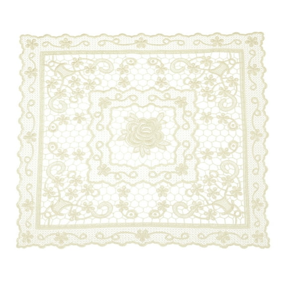 Uxcell Retro Lace Placemat 15x15-in Square Embroidered Table Place Mats French Crochet Doilies Coasters Cup Mat, Yellow