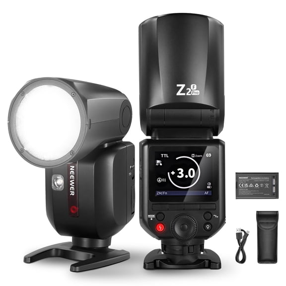 Neewer Z2PRO-F 2.4G TTL Round Head Flash, 76Ws, 1/8000s HSS, TTL/M/TCM, 7.2V/3000mAh, 600 Flashes