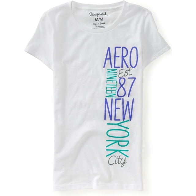 Camiseta gráfica Aeropostale Aero Est. 87 de la ciudad de Nueva York Blanca Extra Pequeña