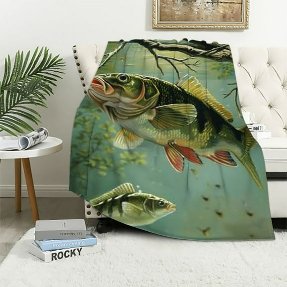 Autua Fish Theme Warm Lightweight Soft Fleece Blanket for All Seasons - Long-Lasting Blanket for Living Rooms, Sofa Decor, and Gifts 40x50in
