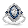 thumbnail image 2 of Sterling Silver Rhodium-plated Cubic Zirconia and Synthetic Blue Spinel Ring Size 7, 2 of 4