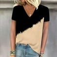 thumbnail image 2 of Camisetas de Manga Corta para las Mujeres de Cuello en V Sólido Casual Camiseta, 95% Poliéster 5% Spandex Vintage Ligero Top para Diario, Fiesta Y Primavera, 2 of 4