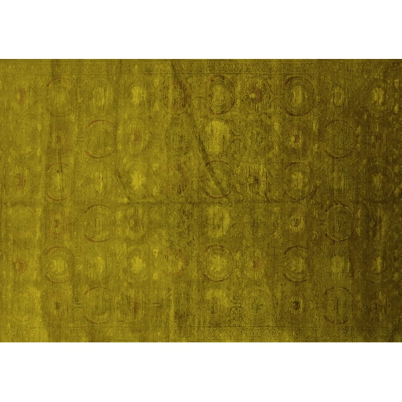 Ahgly Company Indoor Rectangle Oriental Yellow Industrial Area Rugs, 6' x 9'