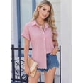 thumbnail image 2 of MOYIKO Short Sleeve Summer Tops for Women Casual Button Down Shirts Striped Business Work Blouses, 2 of 7