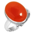 thumbnail image 1 of 925 Sterling Silver Ring For Women - Girls Orange Natural Carnelian Gemstone Silver Ring August Birthstone Costume Silver Ring Size 8.5 Valentine's Day Gift For Ladies Gemstone 925 Silver Jewelry, 1 of 6