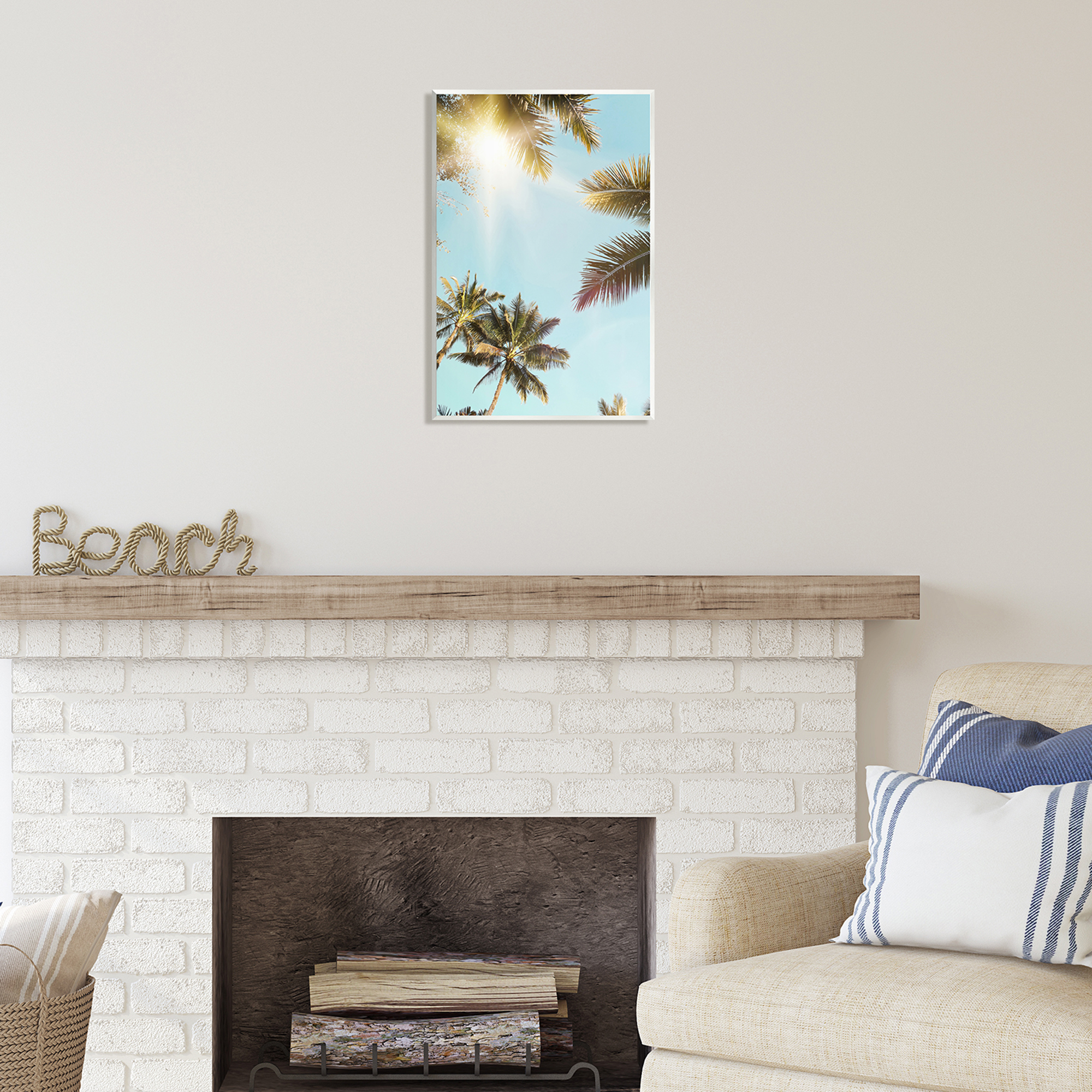 Stupell Industries Sunny Palm Leaves Photography Nature Photography Unframed Art Print Wall Art, 13 x 19