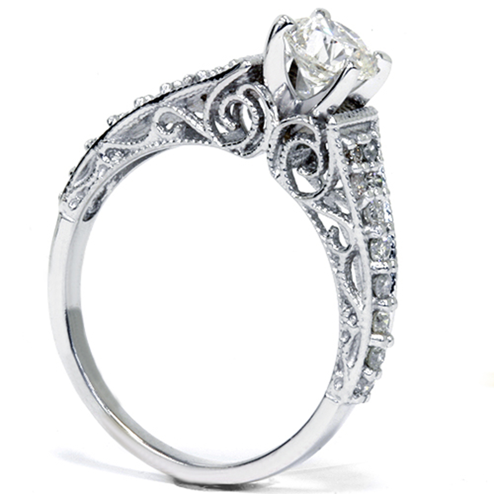 Pompeii3 1/2ct Vintage Filigree Diamond Engagement Ring 14K White Gold - image 2 of 5