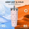thumbnail image 4 of 30 Oz Insulated Tumblers with Flip Straw Lid Top Handle Striped Bows Pink Leakproof Reusable Vacuum Stainless Steel Travel Coffee Mug for Car, 4 of 6