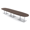 Natural Eucalyptus w/Silver Base no Electric, variant on 16 Person Powered Modular Boval Shaped Conference Table Metal Bases