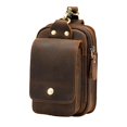 thumbnail image 3 of Cinturón para hombre Riñonera Bolsa para teléfono Bolsillo Estilo vintage Pequeño PU Cuero Riñonera Monedero Riñonera Cinturón Funda para deportes , marron Sunnimix Bolsa de cinturón, 3 of 8