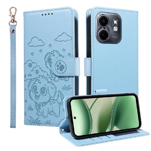 Funda Cartera GANGXUN con Diseño de Perrito en Relieve para Infinix Smart 9 4G , Protección 360° con Ranuras y Correa Desmontable