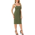 thumbnail image 4 of INSPIRE CHIC Women's Denim Dresses Button Down Sleeveless Sweetheart Neck Midi Jean Dresses XL Dark Green, 4 of 6