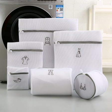 

2 Sets 12 Pieces Embroidery Mesh Laundry Bag Thick Delicate Durable Wash Bags with Zipper for Laundry Blouse Hosiery Stocking Underwear Bra and Lingerie