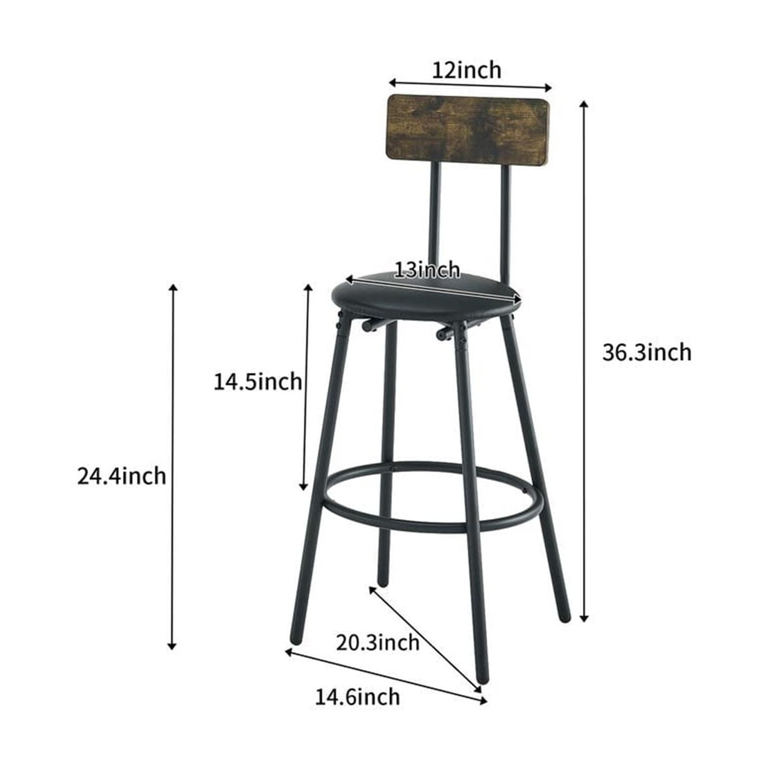 Demi Bonn 3-Piece Dining Table Set with 2 Upholstered Bar Chairs and Storage,dustrial Kitchen Bar Table Furniture Sets for Dining Room, Apartment, Brown