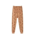 thumbnail image 2 of Ahuyic Long Pants for Kids,Boys Girls Print Thermal Leggings Loose Pants for Home Sleepwear in Fall Winter,10 Years Brown, 2 of 3