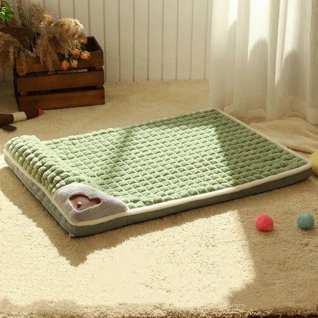 MADDEN Winter Warm Dog Mat Luxury Sofa for Small Medium Dogs Plaid Bed for Cats Dogs Fluff Sleeping Removable Washable Pet Beds ShopWise Round