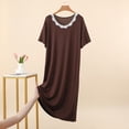 thumbnail image 2 of cfhntfmh Nuisette pour Femmes Col Rond Plissée Vêtement de Nuit Manches Courtes Bordure en Dentelle Chemise de Nuit Grande Taille Robe de Nuit de Printemps, 2 of 5