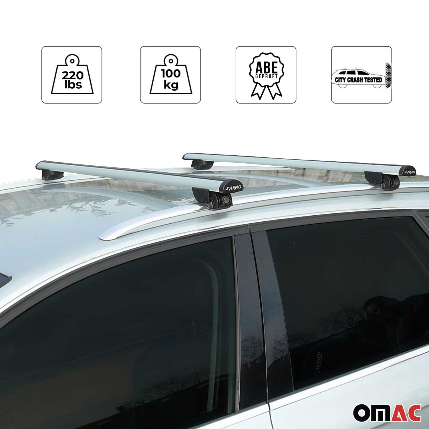 220 Lbs Luggage Roof Racks for Mercedes GLC Class X253 2016-2022 Alu Gray