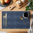 thumbnail image 2 of Animal Print Placemats Set of 4, Retro Minimalist Animal Leather Navy Blue Placemats for Dining Table, Place Mats for Kitchen Tabletop, Waterproof Wipeable Dining Table Mats Set, 2 of 9
