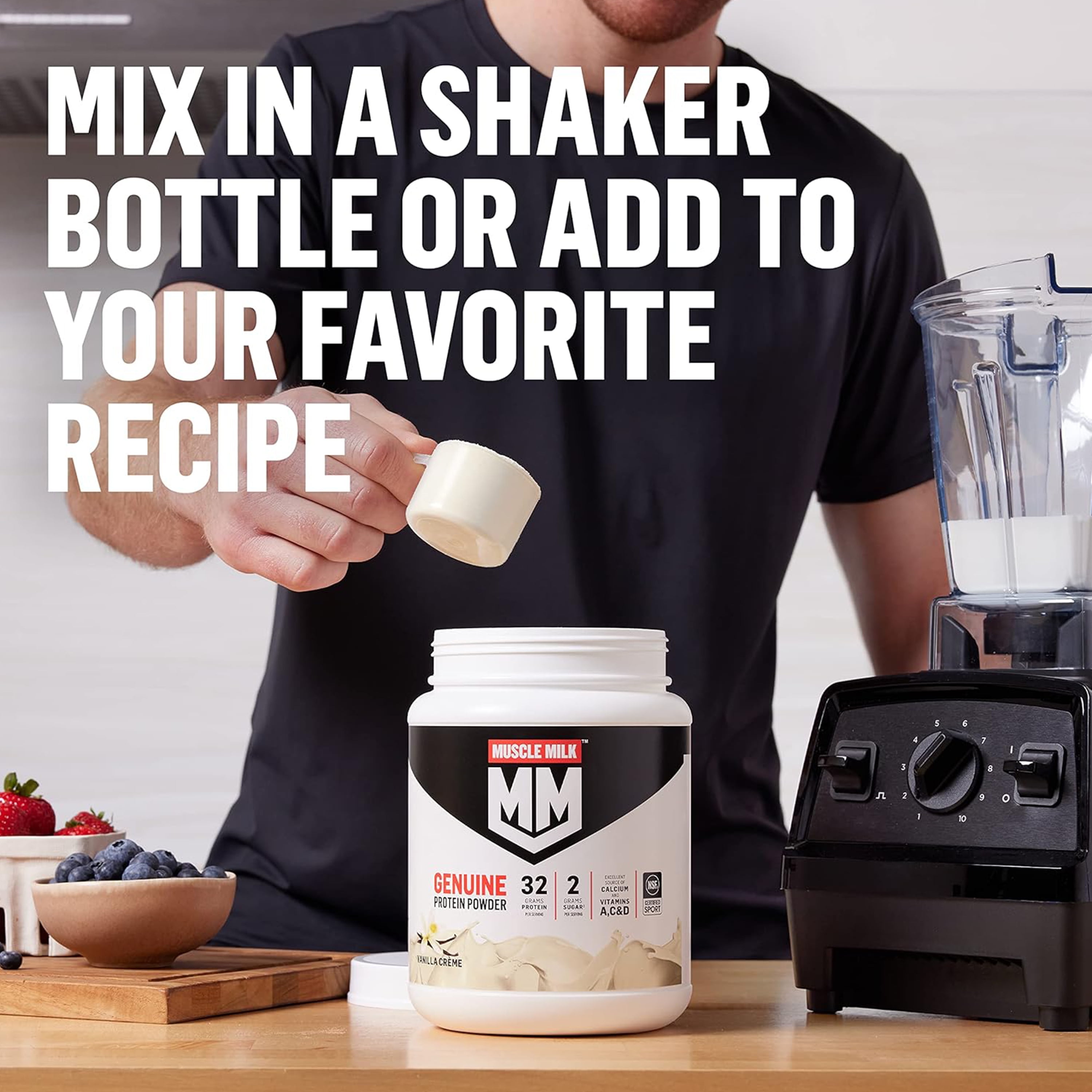 Muscle Milk Protein Powder, Strawberries 'n Creme, 4.94 Pound Canister